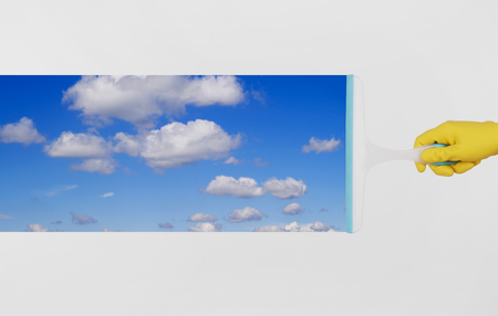 Cleaning the windowの写真素材