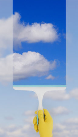 Cleaning the windowの写真素材