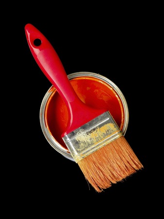 Paint can and paint brushの写真素材