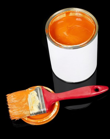 Paint can and paint brushの写真素材