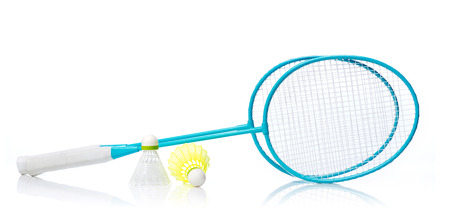 Badminton racquets with shuttlecocksの写真素材