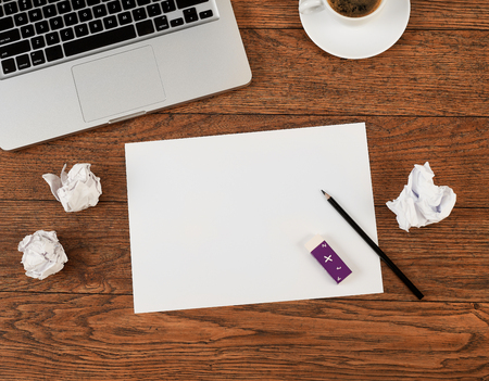 Blank paper on desk