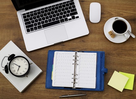 Personal organizer on deskの写真素材