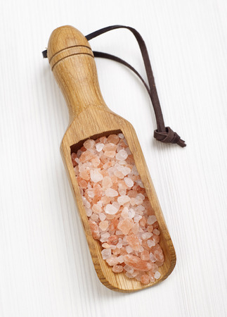 Himalayan salt on whiteの写真素材