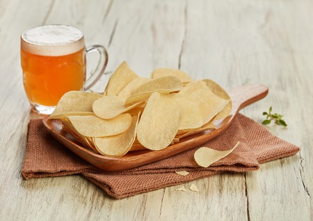 Potato chips and beerの写真素材