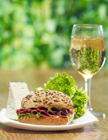 Sandwich and wineの写真素材