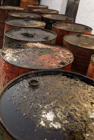 Old oil barrelsの写真素材