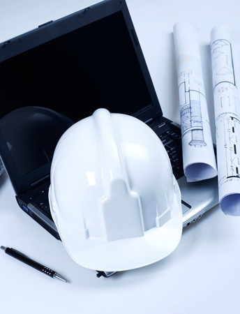 Construction equipment on whiteの写真素材