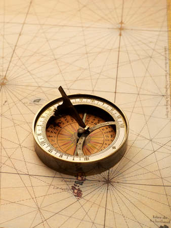 Vintage compass on map