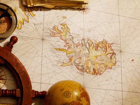 Vintage map and travel equipment