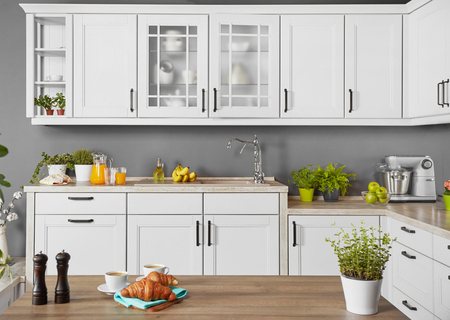 Counter top and modern kitchenの写真素材