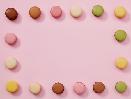 Macaroons frame from aboveの写真素材