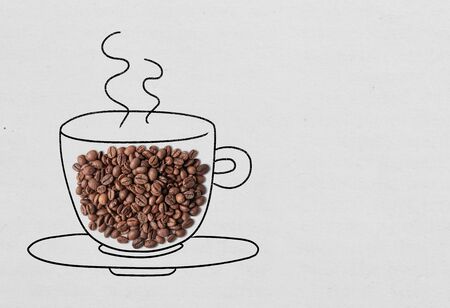 Fresh morning coffee with copy spaceの写真素材