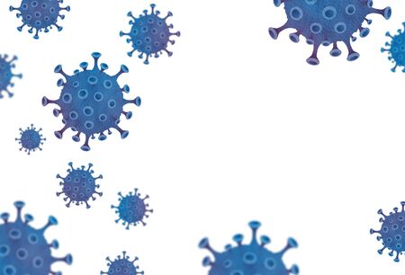 Coronavirus, covid-19, microscopic cells isolated on whiteの写真素材