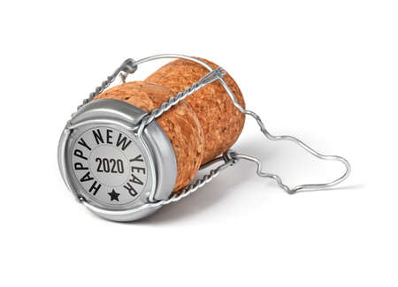 2020 Sparkling wine cork on white
