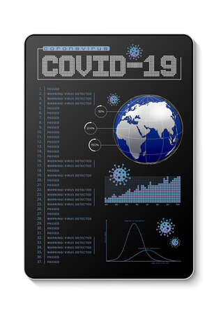 Covid-19 info charts on tabletの写真素材