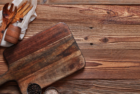 Cutting board and cooking utensilsの写真素材