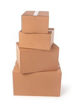 Cardboard boxes on white background