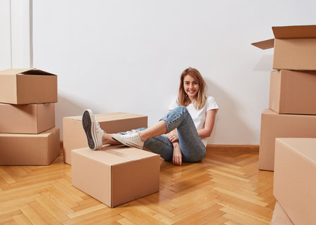 Carefree woman relaxing on the floor