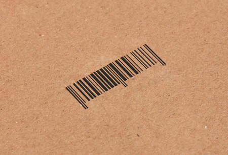 Barcode on cardboard box closeup