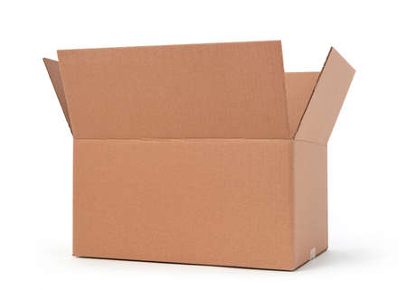 Open cardboard box on white background