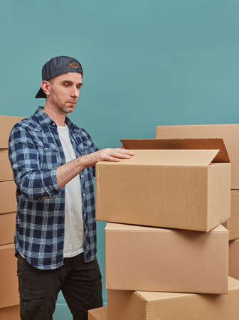 Packing boxes for delivery concept