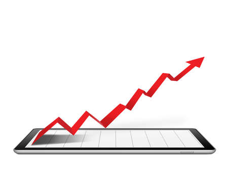 Growth projection on a digital tabletの写真素材