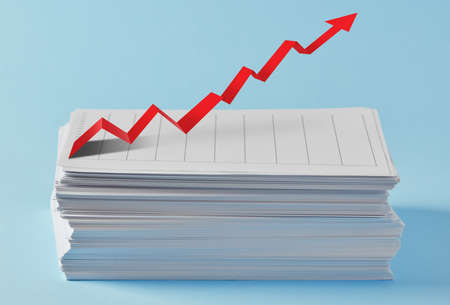 Stock market business graph chart on digital screenの写真素材