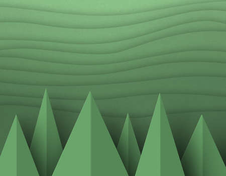 Green trees postcard concept on green