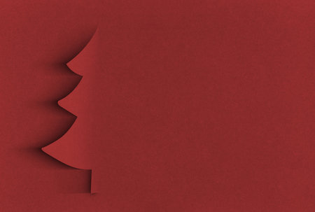 Paper christmas postcard concept on redの写真素材