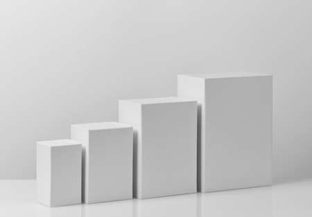 Different sizes white boxes on white