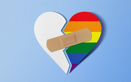 LGBT Breakup Concept on blueの写真素材