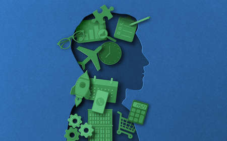 Personality concept on blue backgroundの写真素材