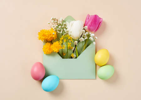 Easter concept on beige background