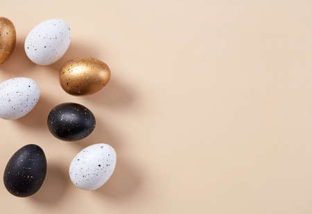 Luxury Easter eggs on beige