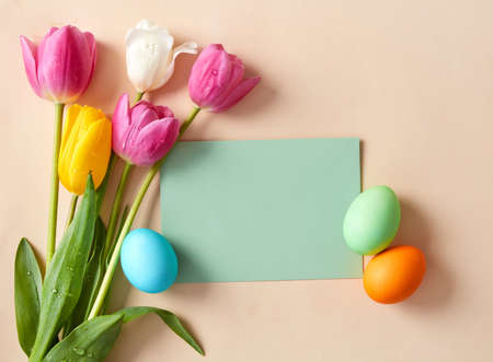 Easter card on beige background