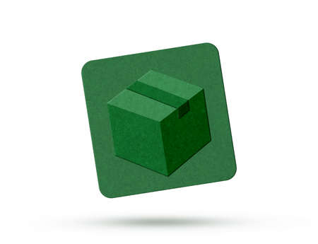 Paper cut cardboard box iconの写真素材