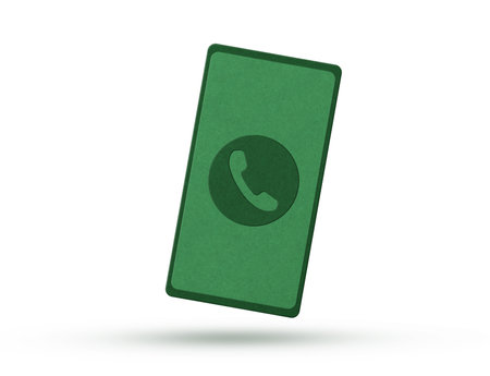 Paper cut mobile phone iconの写真素材