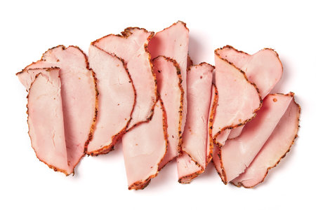 Turkey beast ham on white background