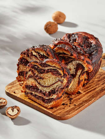 Sweet bread with dark chocolateの写真素材