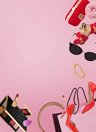 Women accesories with copy spaceの写真素材