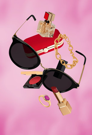Sunglasses and other women accesoriesの写真素材