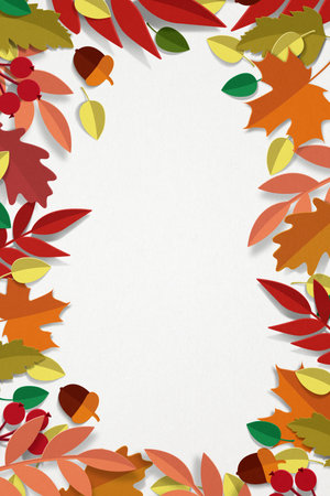 Autumn leaves on white backgroundの写真素材