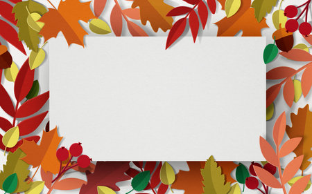 Blank paper with leaves frameの写真素材