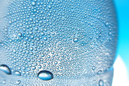 water raindrop on water bottle surfaceの写真素材