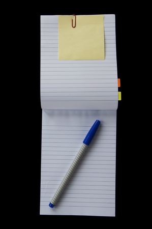 Small notebook open two face as black background