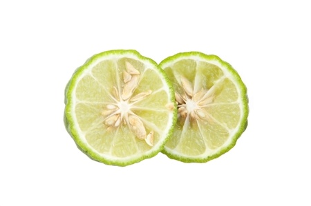 Slice lemon as white isolate backgroundの写真素材