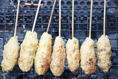 Thai tradition food sticky rice grillの写真素材