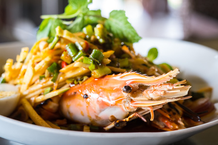 Thai spicy shrimp salad with lemon grass and mint 3の写真素材