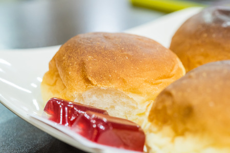 Buns with a strawberry jamの写真素材